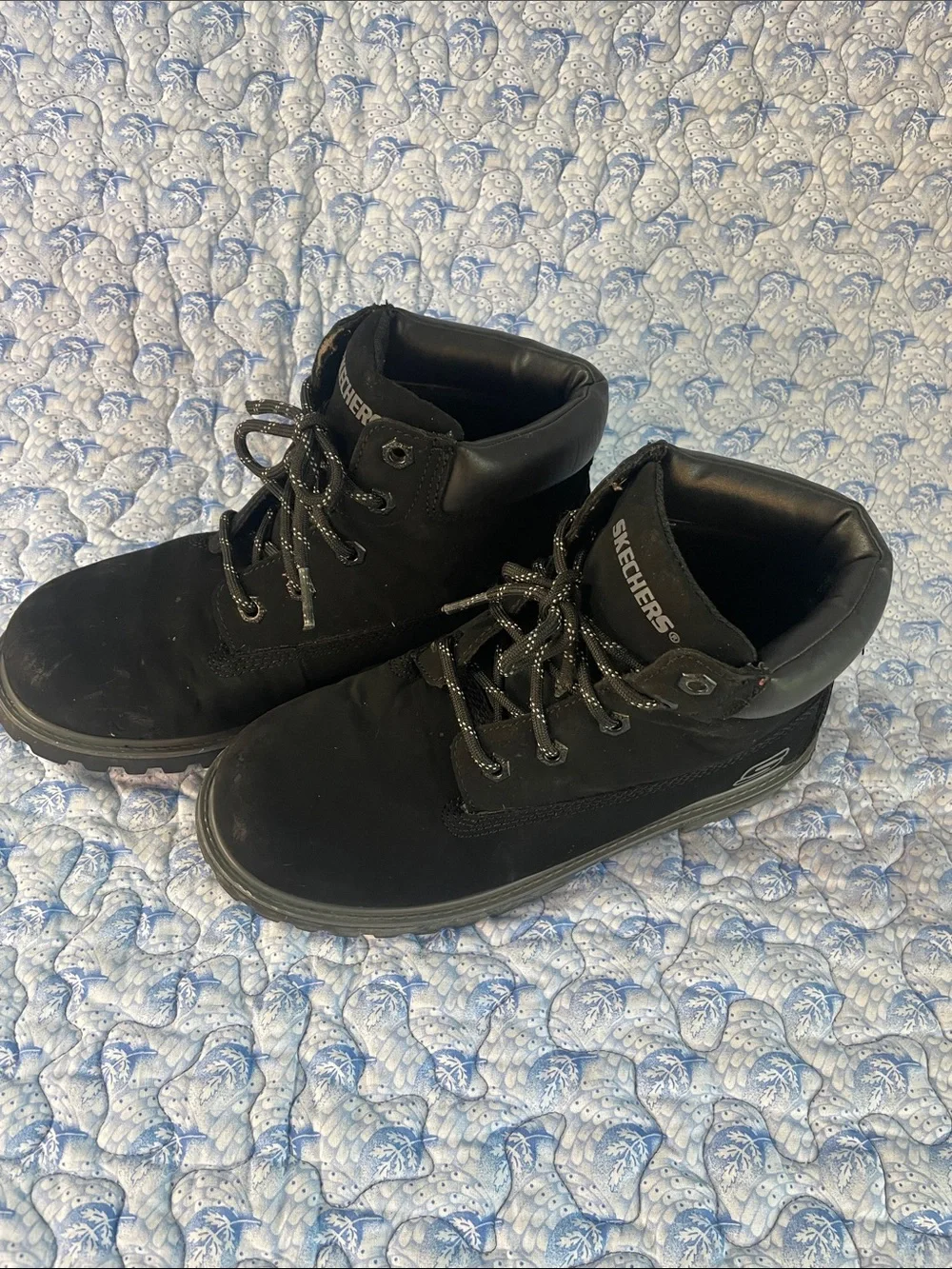 Skechers Black Kids Lace-Up Ankle Boots